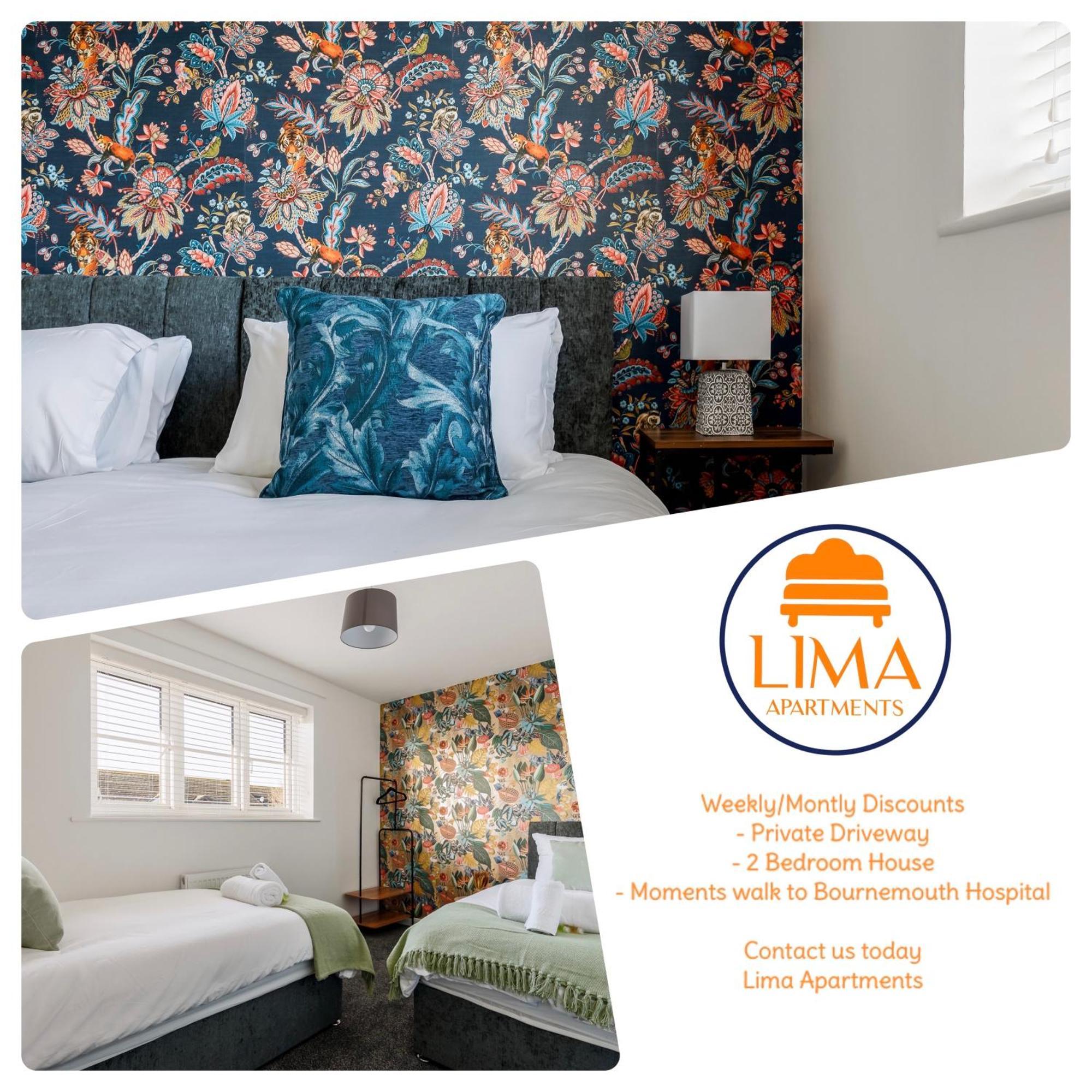 2 Bedroom House-Driveway - Bournemouth Hospital - Long Stay Discounts - Lima Apartments Ltd Εξωτερικό φωτογραφία